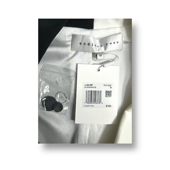 NWT Endless Rose M Black White Colorblock Blazer Romper Lined Statement Feminine - Picture 10 of 11